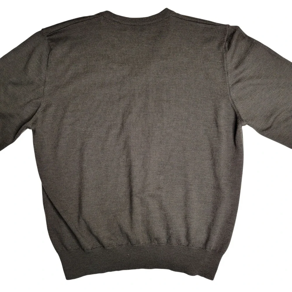 Lord & Taylor Mens V-Neck Merino Wool Sweater‎ XL Brown Made In Italy